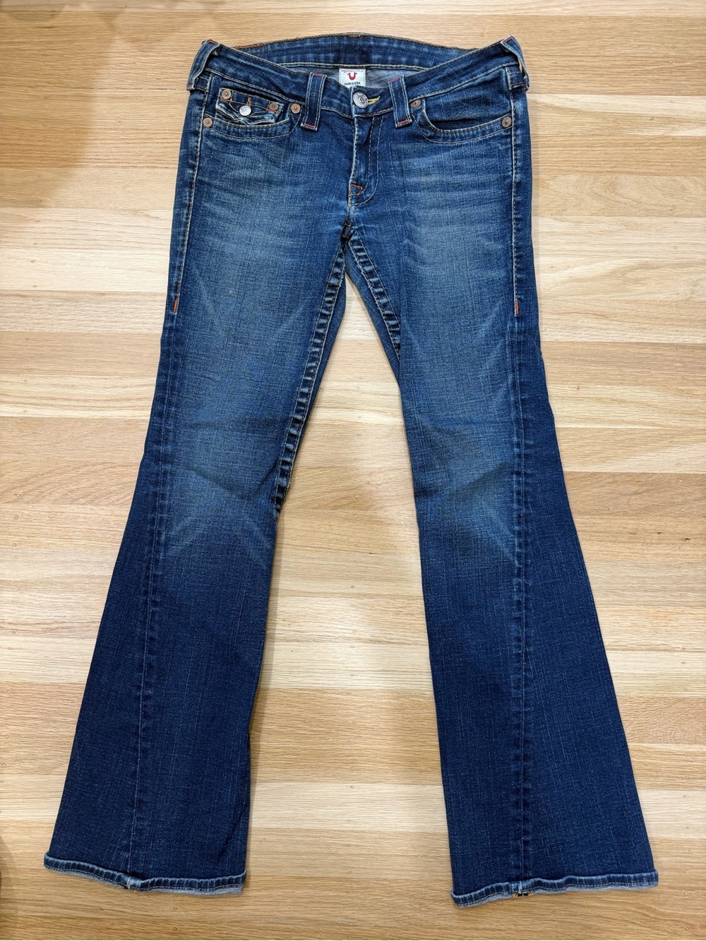 True Religion Women's Medium Dark Blue Flare Jeans